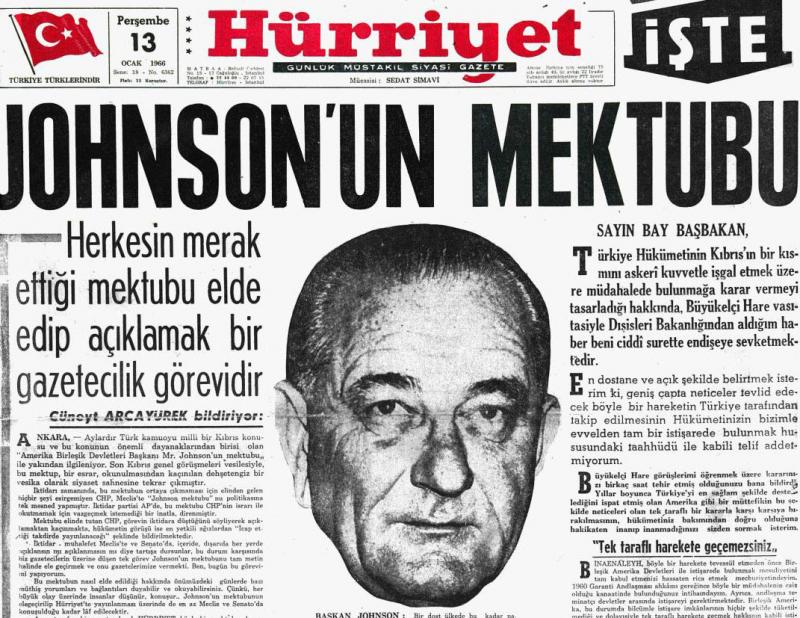 Johnson Mektubu Hürriyet Gazetesi 13 Ocak 1966 tarihli sayısı.jpg