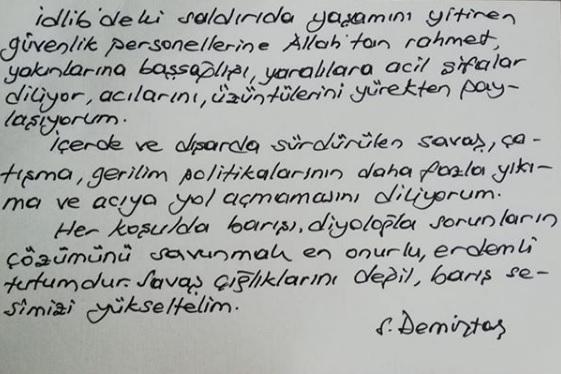 Demirtaş'tan İdlib mesajı