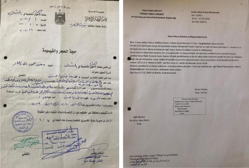 Irak mahkemesinin Hadiya Xwededa Hussein'e verdiği vasilik kararı