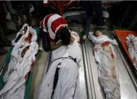 İsrail bombardımanında katledilen çocukların naaşları.jpg