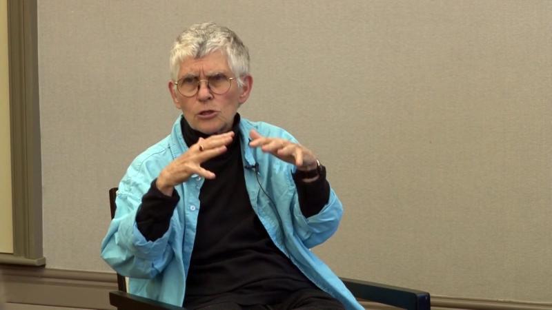 Profesör Cynthia Enloe, Feminizm ve uluslararası politika konulu bir konferansta söyleşiyor. 2015. Kaynak, Faculty of Arts, 16 Mart 2017.jpg