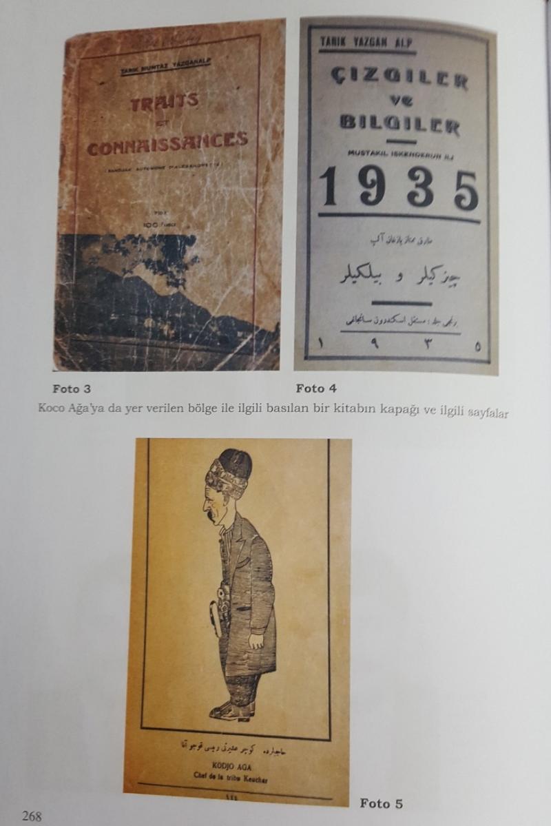 Fransız yönetimindeki Suriye'de yayınlanan Fransızca kitapta Qoco Ağa'nın adına ve  bir  karikatürüne yer verilmişti. .jpg