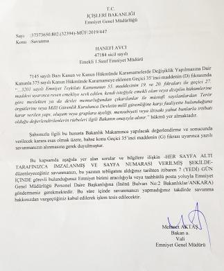 İçişleri Bakanlığı'nın soruşturma metni