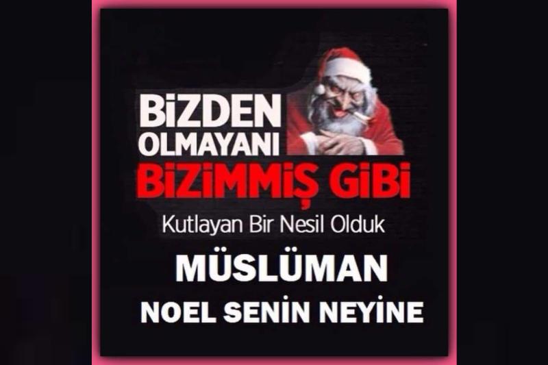 Noel Kutlaması karşıtı bir afiş yazısı. Twitter.jpg