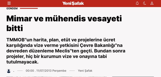 Yeni Şafak gazetesinin 11 Temmuz 2013 tarihli haber başlığı-tweeter.png