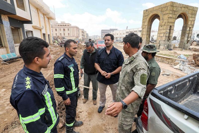 Hafter'in oğulları, felaketin ardından Halid'in önderliğinde Derne'ye dağıldı AFP.jpg