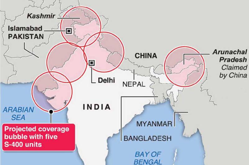 Hindistan'ın Rusya'dan aldığı ve alacağı beş S-400'ün konuşlandırıldığı ve konuşlandırılacağı yerler.jpg