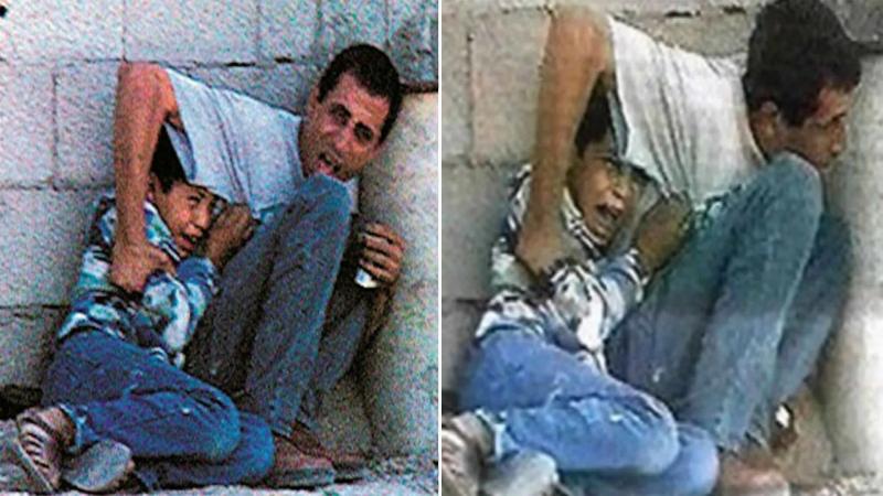 Muhammed Durra ile babasının bu görüntü, İsrail vahşetini göstermesi açısından direnişin sembolü olmuştu.jpg