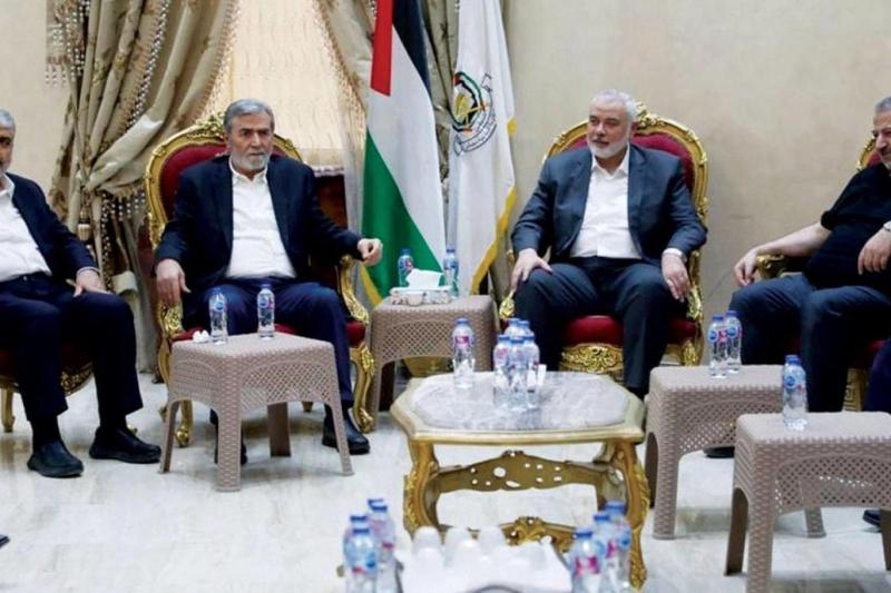 İslami Cihad Sekreteri Ziyad Nehale ile Hamas siyasi temsilcisi İsmail Haniye, Kahide 6 Haziran 2024.jpg