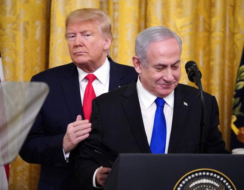 Donald Trump ve İsrail Başbakanı Binyamin Netanyahu, Beyaz Saray'da Ortadoğu barış planının açıklandığı sırada, 28 Ocak 2020 / Fotoğraf: AFP