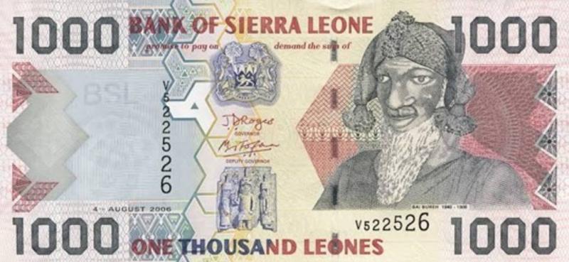 2010 yılında Bai Bureh’in 1000 Sierra Leone banknotu üzerindeki fotoğrafı