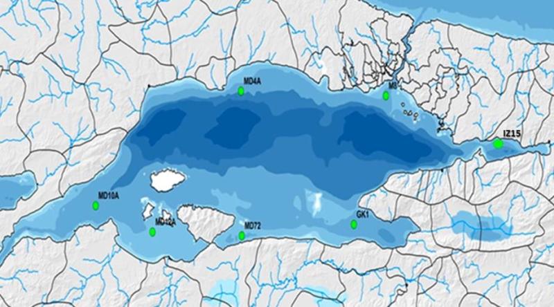 Şekil 2. Marmara Denizi'nde ölçüm bölgeleri 