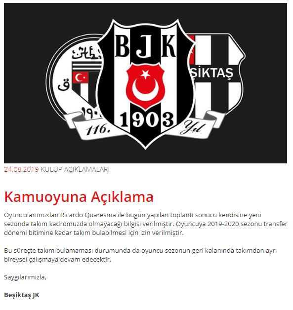 Beşiktaş Quaresma açıklaması.JPG